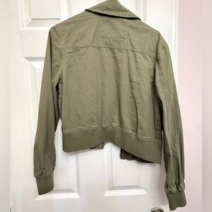 Cropped Olive Green Bomber Jacket - Women's Lightweight Layer